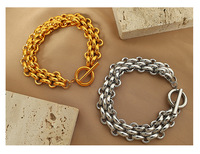 Chaîne de cou en acier inoxydable faite à la main en métal imperméable pour les femmes déclaration mariage fête mode bracelet et collier bijoux