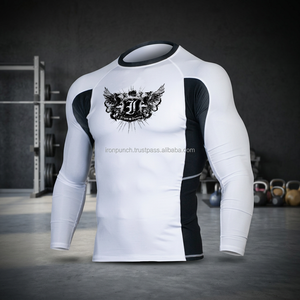 เสื้อแรชการ์ดแขนยาว IRON PUNCH IP-7503 สำหรับกีฬา ออกแบบทรงอเมริกัน ผลิตจากไนลอน/ไลคร่า เย็บตะเข็บแบบดับเบิ้ลแฟลตล็อค - Product Image 2
