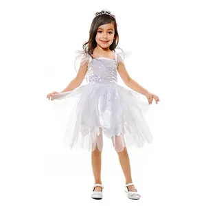 الفتاة في ثوب تأثيري الأبيض فستان جنية الاطفال هالوين ازياء الأطفال ملاك ازياء الاطفال