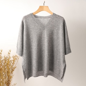 Монгольский 100% кашемировый женский свитер больших размеров вязаный женский Топ пуловер с коротким рукавом - Product Image 5