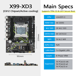 Mainboard X99 Baru Siap Pakai Win11 Tpm2.0 Set UEFI Secure Boot Matx dengan 4xDDR3 Ram Intel Xeon E5 2676 V3 Combo Kit Motherboard X99 - Product Image 3
