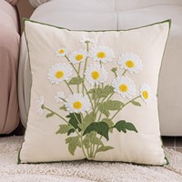 Rustikaler Amerikanischer Landhausstil Bestickter Kissenbezug Baumwolle Creme Quadratischer Kissenbezug Vintage Bauernhaus Sofa-Dekoration