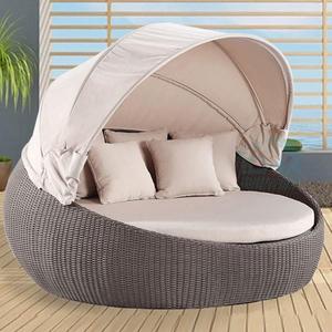 Cama Solar Redonda de Ratán en Oferta, Tumbona Impermeable para Playa, Jardín y Exteriores - Product Image 3