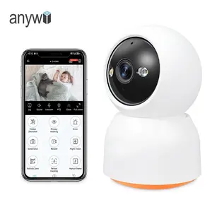 Anywii kamera pengawas nirkabel 3MP, kamera keamanan rumah 1080P PTZ warna-warni penglihatan malam Audio dua arah dalam ruangan Wifi