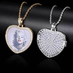 Hollow Heart Photo <b>Locket</b> Hip Hop Pendant Custom <b>Gold</b> Plated Prong Setting 925 Silver Moissanite Concert Bling Iced Out Chain - Product Image 4
