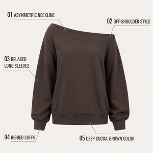 Women's Casual Solid <b>Off</b> <b>Shoulder</b> Sweatshirt <b>Long</b> <b>Sleeve</b> Drop <b>Shoulder</b> Slash Neck Pullover <b>Top</b> - Product Image 5