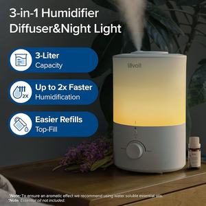 <span class=keywords><strong>Humidificador</strong></span> <span class=keywords><strong>LEVOIT</strong></span> de 3L con Luz Nocturna, Vapor Frío para Habitación de Bebé, Oficina en Casa, Funcionamiento Silencioso, Boquilla Giratoria de 360°, 2 Filtros de Esponja - Product Image 2