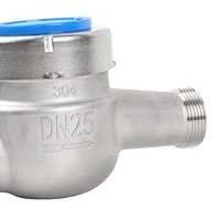 Medidor de Agua Fría de Acero Inoxidable DN25 de Alta Calidad y Bajo Precio, Multichorro, con Dial Seco y Conexión Roscada