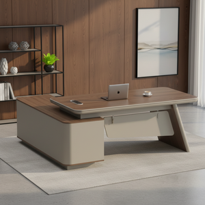 Bureau de direction moderne en bois avec tiroirs pour le travail à domicile, idéal pour les secrétaires, les cadres et les PDG – Mobilier de luxe - Product Image 2