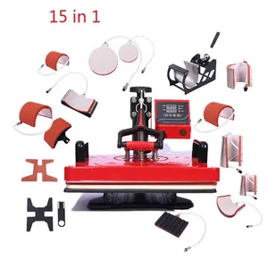 Heat press machine 15 in 1 Sublimation Machine usage On mug cap T-shirt plate shoes pen etc.