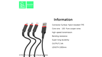 D70T Nylon Trenzado TPE Superficie de conexión 2.4A Salida 1M Longitud USB a Cables de carga de teléfono tipo C