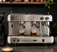 Mesin Espresso Komersial Profesional 2 Grup dengan Pompa Rotary 9 Bar Pembuat Kopi Italia untuk Kedai Kopi & Restoran