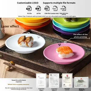 <span class=keywords><strong>จาน</strong></span>อาหารค่ำแบบหมุนเคลือบเงาสไตล์มินิมอลสำหรับบุฟเฟ่ต์ <span class=keywords><strong>จาน</strong></span>ซูชิเมลามีนเชิงพาณิชย์ทรงกลมลายเรียบ - Product Image 4