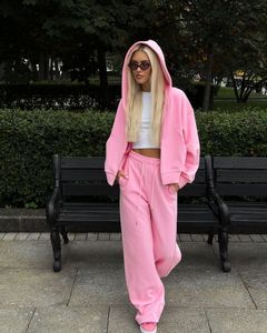 Nuevo Conjunto Casual de Dos Piezas para <span class=keywords><strong>Mujer</strong></span>: Chaqueta Deportiva con Capucha y Cremallera y Pantalones con Cordones - Product Image 6