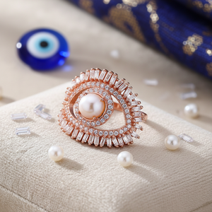 Turkish <b>Eye</b> Design Baguette Zircon Stone Pearl Design 925 Silver Sterling Turkish Handmade Wholesale Women <b>Rings</b> - Product Image 3