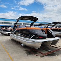 Bateau ponton de 22 pieds, série sport pour 12 personnes, prêt pour moteur hors-bord électrique ou essence, homologué CE pour des croisières silencieuses sur le lac et des fêtes en famille
