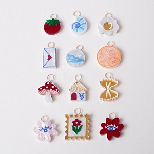 Artisan Painted Petites | 18K <b>Gold</b> Plated PVD Stainless Steel Hand <b>Painting</b> Charms for Jewelry Making | Painted Enamel Pendants - Product Image 2
