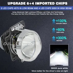 AILECAR 3.0Inch All-Aluminum led light high power biled headlight projector auto headlight