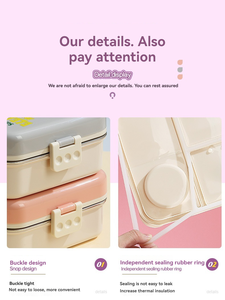 Voi Vuông Thép Không Gỉ Hộp Ăn Trưa 1120Ml + 70Ml Phim Hoạt Hình Con Voi Hình Hộp Ăn Trưa Container Lưu Trữ Thực Phẩm Với Nước Sốt Cup - Product Image 5