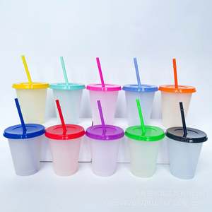 Wholesale 16OZ 24oz Color Change Party <b>Gift</b> Plastic Inspirational Leak-Proof Dishwasher Safe Tumbler with Straw and <b>Lid</b> - Product Image 5