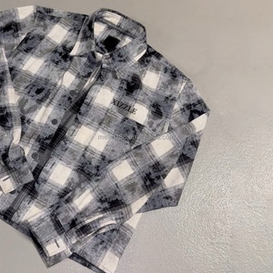 Chemise streetwear personnalisée pour homme, chemise en coton décontractée de haute qualité, manches longues, chemise en flanelle à carreaux vintage, design délavé - Product Image 2
