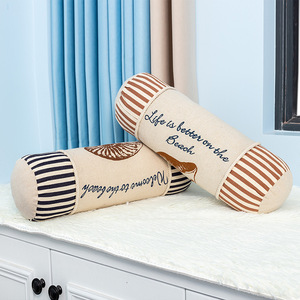 Mediterranean Style Cylindrical Cotton Throw Pillow Striped Design For Car <b>Sofa</b> Bay Window Decor Sleeping <b>Support</b> - Product Image 3