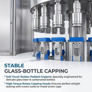 Machine de remplissage de bouteilles automatique pour boissons gazeuses en verre avec lavage, capsulage à couronne et <span class=keywords><strong>double</strong></span> pré-évacuation, intégrée à une ligne d'emballage - Product Image 3
