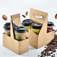 Porte-gobelet portable en papier kraft pour thé au lait, emballage portable pour café ondulé jetable, plateau double pour boissons à emporter