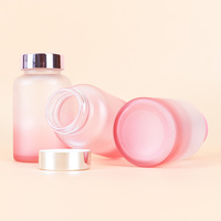 Bouteille en verre vide rose dégradé en gros, capacité 30/50/100/120 ml, couleur personnalisée sérigraphiée