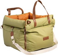 Siège de voiture pour chien en similicuir de luxe moderne, convertible multi-positions, avec housse imperméable et lavable, et harnais métallique