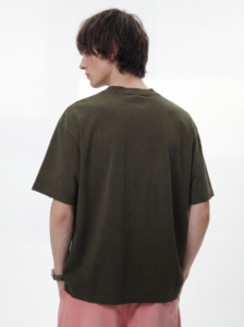 批发重型350gsm 100%棉干触感单面平纹无印花T恤制造商，专为街头服饰生产 - Product Image 3