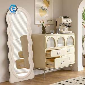 Espejo de pie irregular ondulado moderno para decoración del hogar, espejo de cuerpo entero grande para sala de estar, espejo de tela ondulado para tocador - Product Image 3