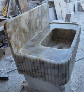 YUSHI 현대 Calacata 골드 대리석 벽걸이 형 욕실 싱크대 화장대 책상 튼튼한 직사각형 호텔 화장실 - Product Image 5