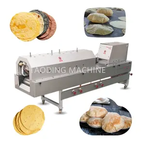 Mesin tortilla tepung otomatis pemanas listrik/gas jalur produksi paratha pembuat pita pemanas komersial roti chapati