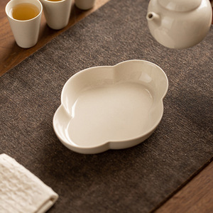 Guanlan Ceramic Dry Brewing Tray Irregular Shape Wood Ash Color Teapot Stand For Kung Fu <b>Tea</b> <b>Set</b> - Product Image 1