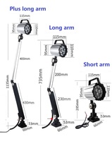 Lumière de machine CNC réglable 24V étanche 12W IP67 400*400mm, projecteur portable pour atelier avec bras long, lumière de travail LED