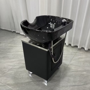 Bac à shampoing en céramique pour salon de coiffure, lavabo autoportant avec robinet et tuyau pour barbier - Product Image 6
