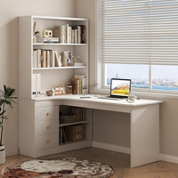 Bureau-étagère combiné pour lycéens, usage domestique, design d'angle, bureau d'ordinateur, étagère de rangement, tiroirs intégrés, modèle 1000108