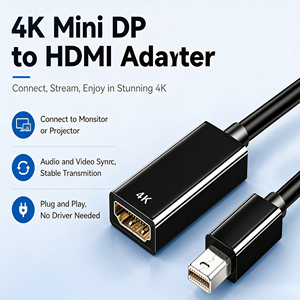 Adaptador <span class=keywords><strong>Mini</strong></span> DP <span class=keywords><strong>a</strong></span> Thunderbolt 2 Compatible con Convertidor 4K, con Cubierta de PVC para MacBook Air Pro, Monitor Surface, HDTV - Product Image 1