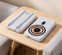 Batterie externe 10000mAh avec support, câble intégré, chargeur sans fil magnétique PD15W, charge rapide, batterie portable