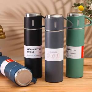 Wholesale Fast Customization Factory Low Moq 304 Stainless Steel <b>Double</b> <b>Wall</b> Bottle Water Gift Set Cup With Two Lid - Product Image 4