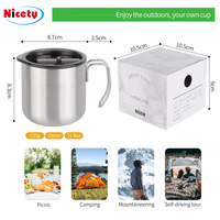 Tasse à café en acier inoxydable de qualité alimentaire de 350 ml, anti-fuite, tasse de voyage d'extérieur avec poignée pour le camping et la randonnée