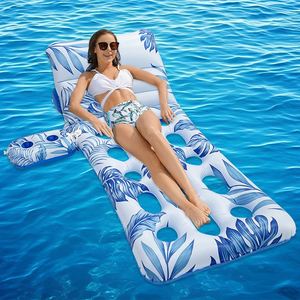 Chaise longue de flotteur de piscine d'impression de feuille: radeau flottant gonflable adulte pour des parties de piscine et l'amusement d'été - Product Image 4