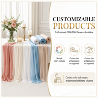 Ensemble de chemins de table en gaze de coton froissée, tissu transparent texturé pour la décoration de tables de mariage, événements et fêtes