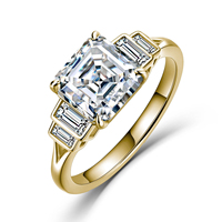 Bague en argent sterling 925 avec cinq pierres de moissanite taille Asscher, plaqué or vermeil 1-2,5 μm, bijoux fins sur mesure pour femmes, vente en gros