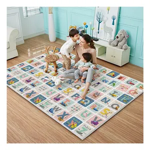 Children Double Sided Non-toxic Educational Toy Large Cartoon Pattern Foldable Floor Pad Carpet Xpe Foam Baby Crawling Play Mat