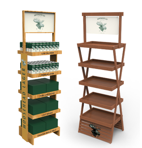 Tùy chỉnh màn hình bằng gỗ đứng dành riêng cho các siêu thị lớn để hiển thị đồ uống có cồn rượu sàn gỗ - Product Image 1