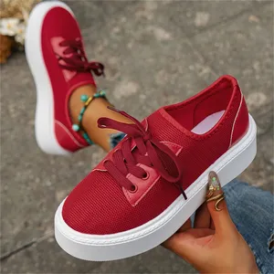 2023 Large 36-43 Autumn Single Shoe New Round Head Colorful Lacing Thick Sole Fashion Couple Shoes Flat Bottom Sneakers