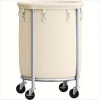 Panier à linge roulant de 170 L avec sac amovible et cadre en acier, chariot à linge rond avec 4 roulettes