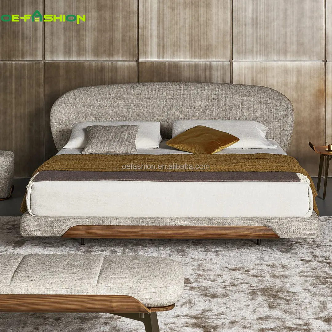 Cabecero grande de gama alta para cama doble, juego de cama de cuero de lujo de acero inoxidable personalizado, muebles de dormitorio modernos, 1 unidad